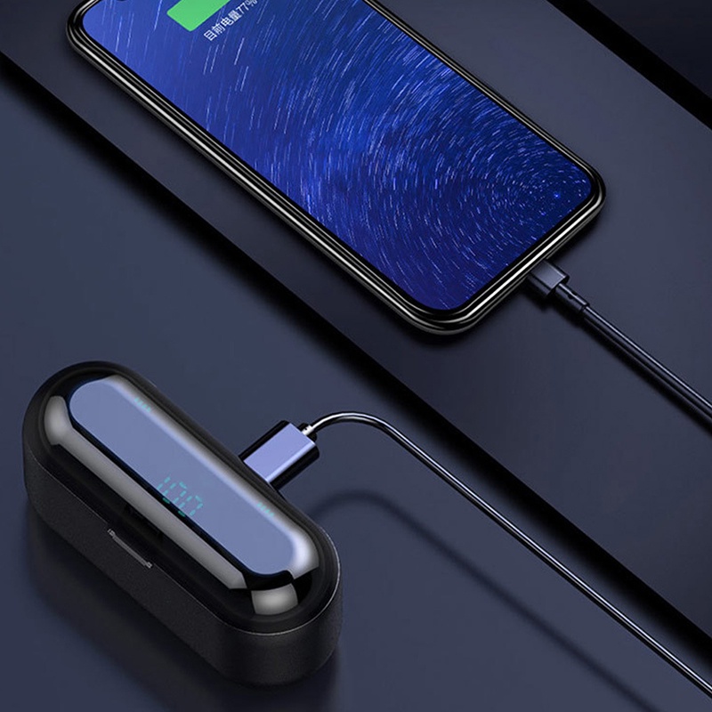 tai nghe bluetooth F9 TWS 5.0 ko dây cảm ứng chống nước , ồn tích hợp sạc dự phòng 2500mAhtáo/Android/xiaomi/OPPO