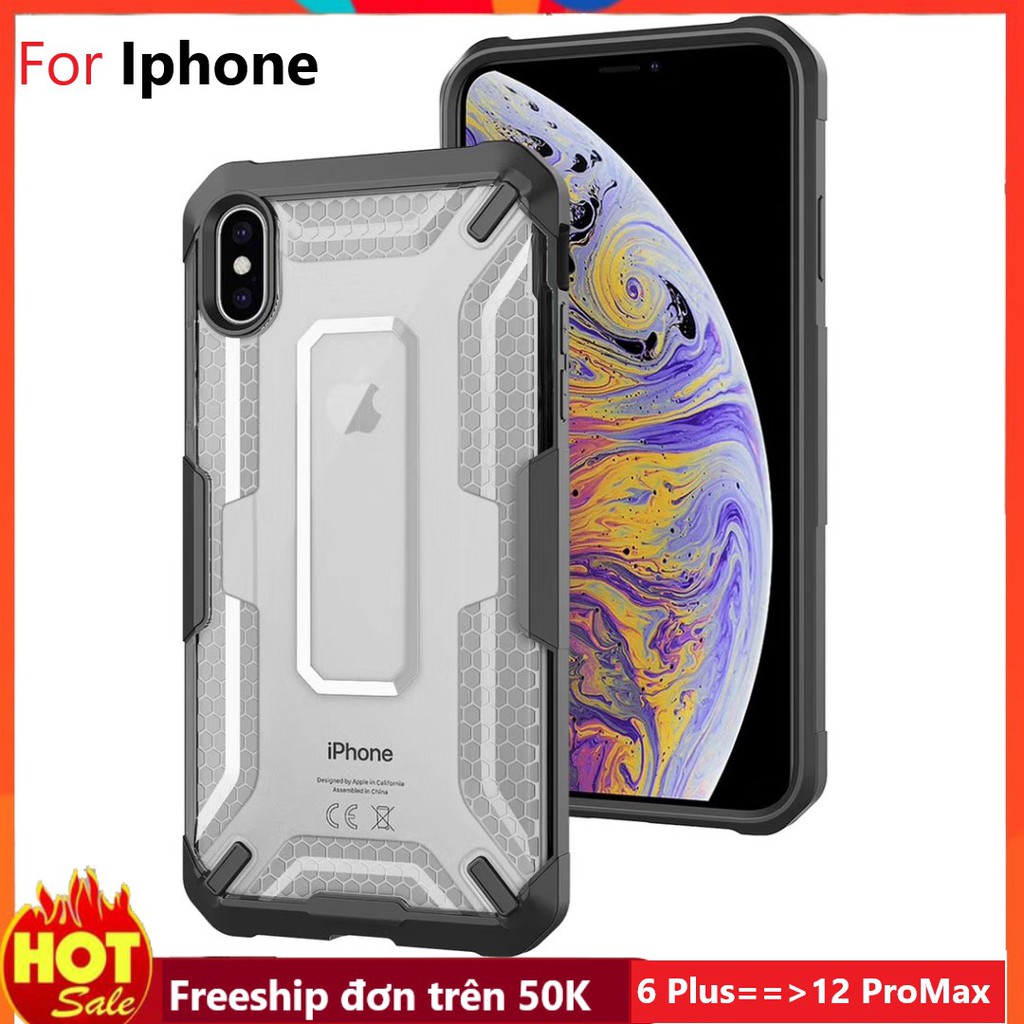 Ốp Iphone chống sốc cao cấp trong suốt tiêu chuẩn quân đội Iphone 12 Promax đến 6 Plus