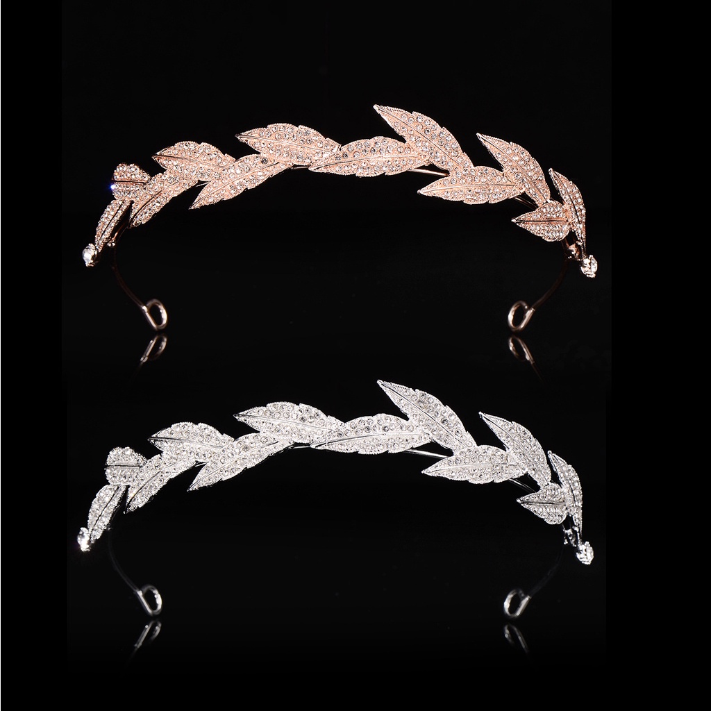 Vương Miện Cài Tóc Màu Vàng Hồng Thiết Kế Đơn Giản Cho Cô Dâu