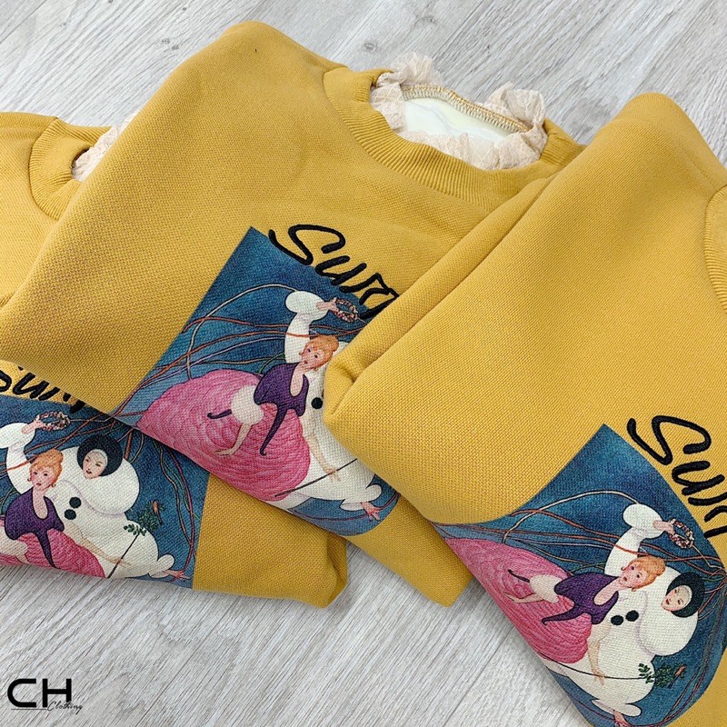 ÁO ĐÔI NỈ BÔNG NỮ VÀNG BẠCH TUYẾT CỔ BÈO REN CHO MẸ  | BigBuy360 - bigbuy360.vn