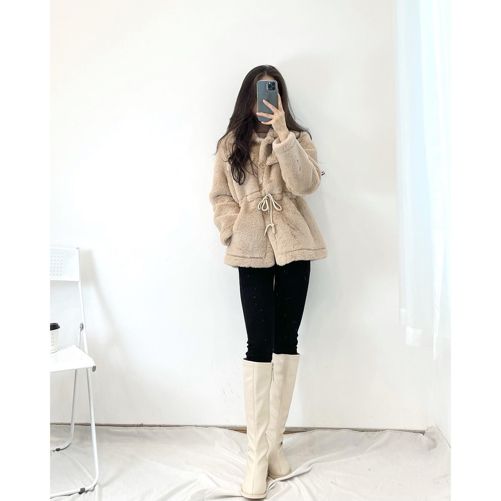 (FREESHIP) áo khoác lông chiết eo miho.house