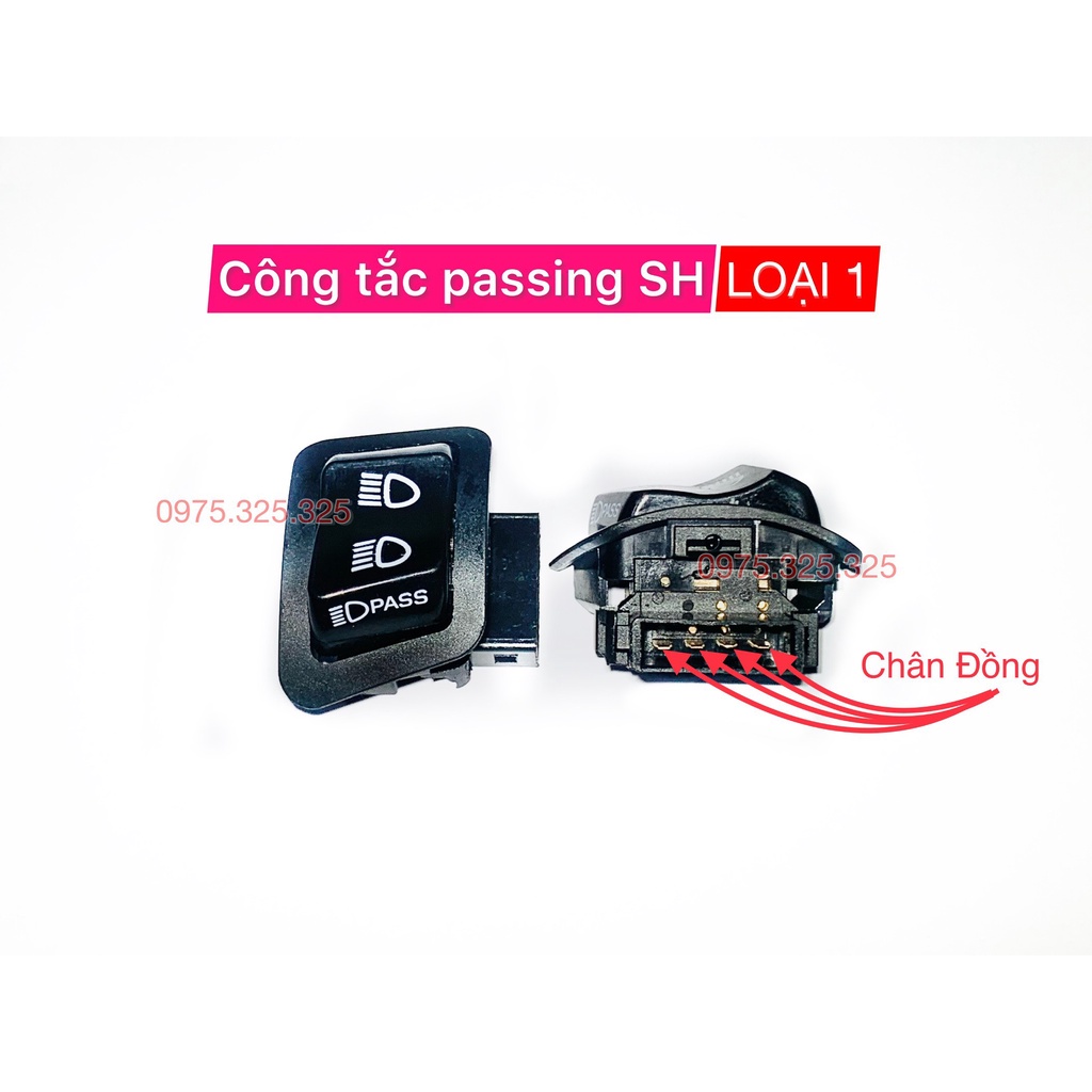Công tắc passing SH Loại 1 - màu ĐỎ - kích thước zin Honda - nút ct pass - seido