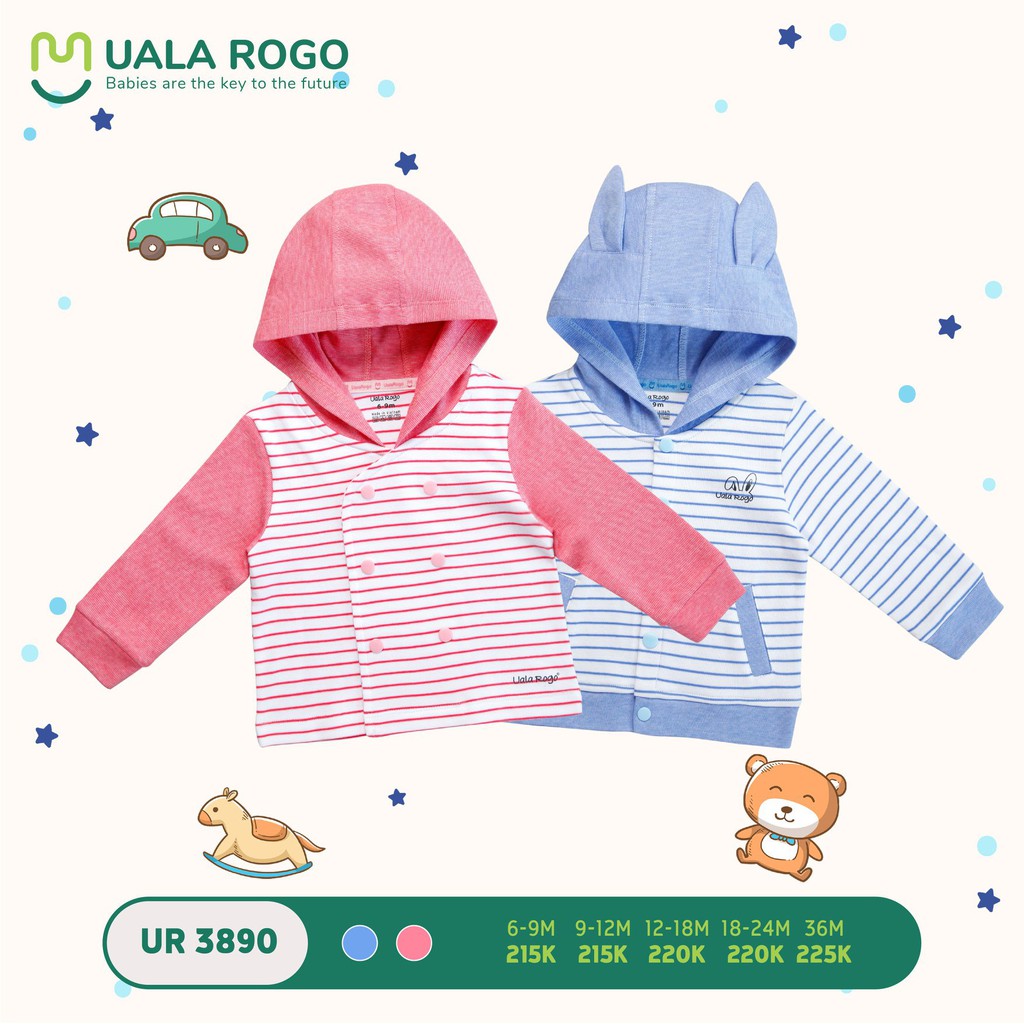 Áo khoác UALA & ROGO nỉ mỏng cúc bấm thu đông 3890