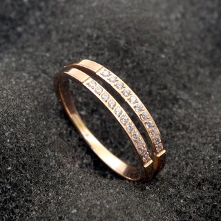 Nhẫn Nữ 2 Lớp Đính Đá Zircon Thiết Kế Sang Trọng Nhẹ Nhàng Titan Không Đen TT 1728