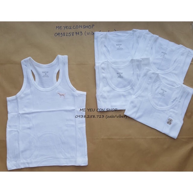 COMBO 5 áo ba lỗ cotton trắng MIATOP 1-10