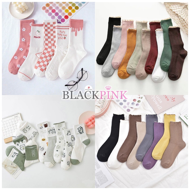 Tất nữ phong cách vintage, bánh bèo, giao ngẫu nhiên trong các mẫu trên ảnh, chất liệu cotton thoáng khí