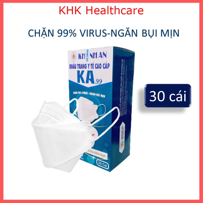 Khẩu trang 4D Khánh An KA99 NGĂN NGỪA BỤI MỊN VÀ VI.RUS trên 95% 1 HỘP 30 CÁI