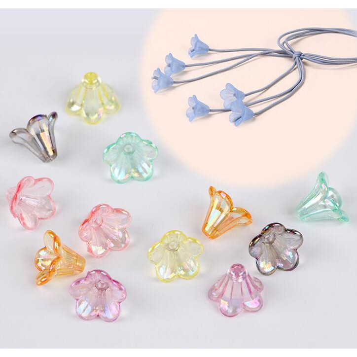Set 100 Hạt Xỏ Lỗ Hình Cánh Hoa Bằng Nhựa acrylic Kích Thước 10x14mm Dùng Để Làm Đồ Trang Sức Thủ Công diy y1153