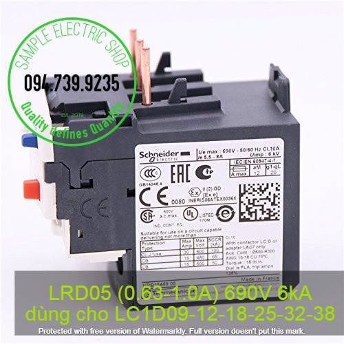 LRD05 - Relay nhiệt Schneider LRD05 (0.63-1A) -  Rơ le Nhiệt 0.63-1A