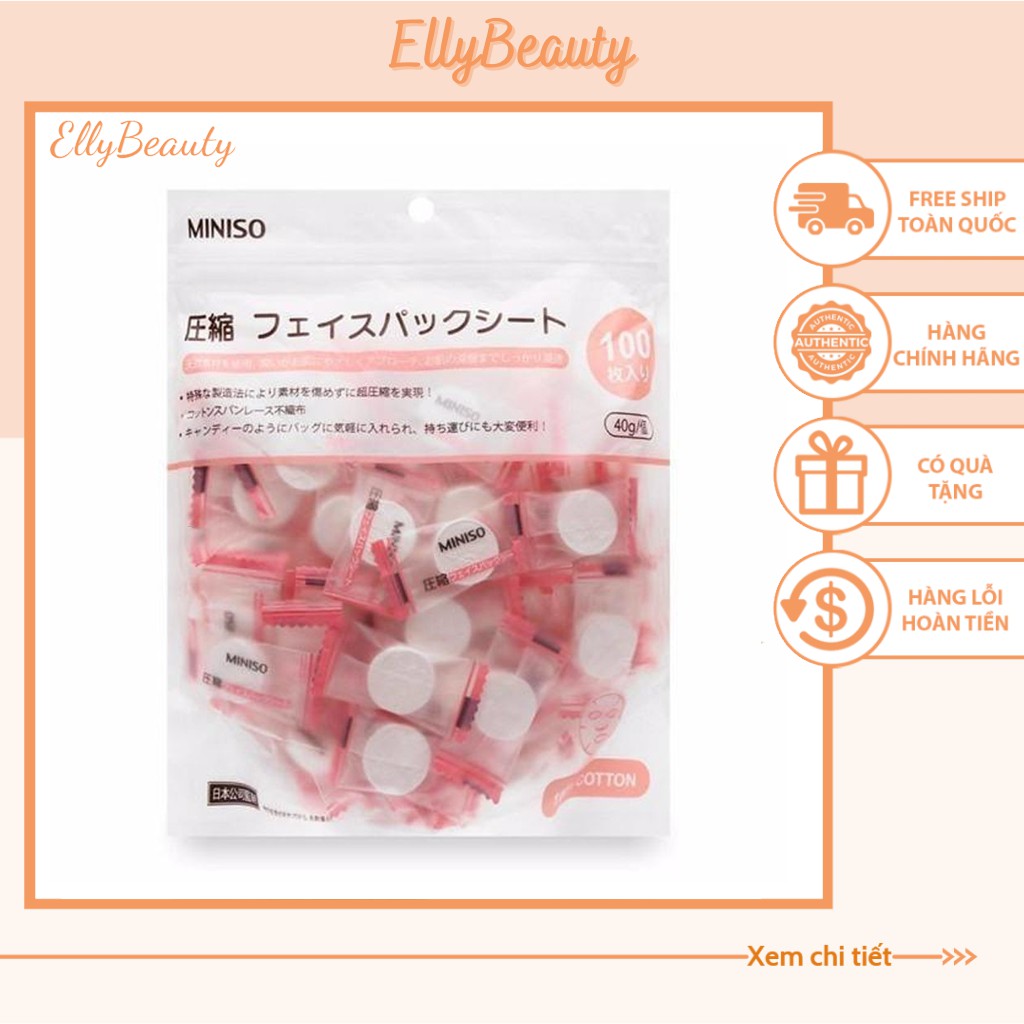 Mặt nạ nén Miniso Nhật Bản túi 100 viên
