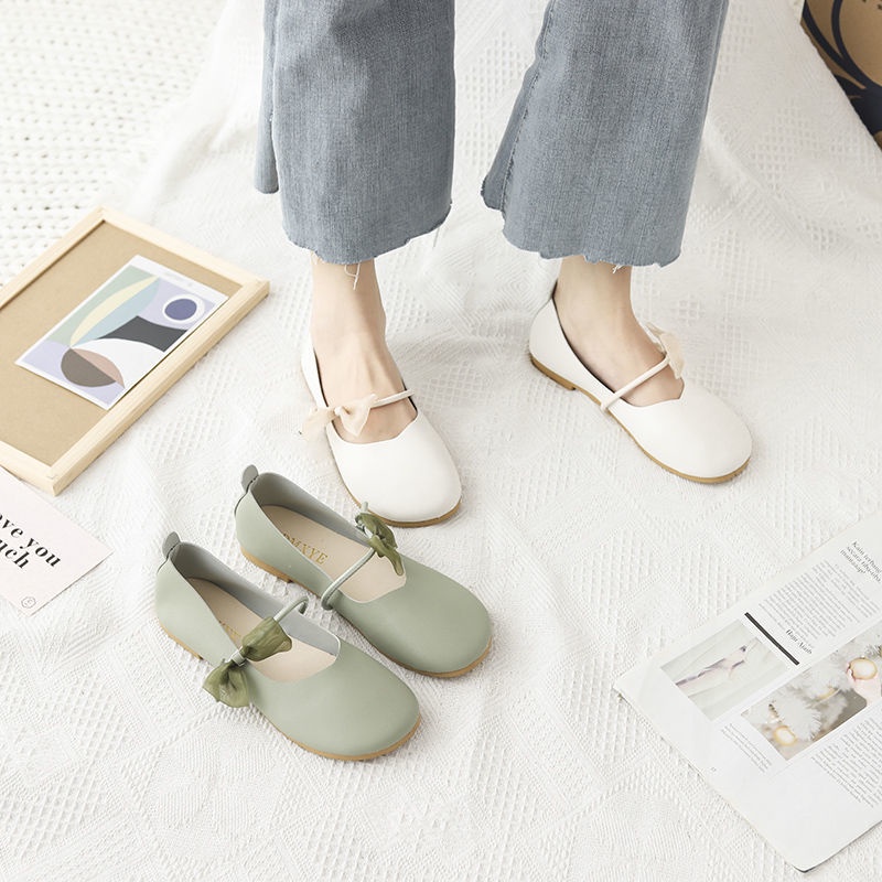 Giày Búp Bê Mũi Tròn Đế Bằng Mềm Mại Họa Tiết Hoa Thời Trang Mùa Hè Cho Nữ Size 35-39