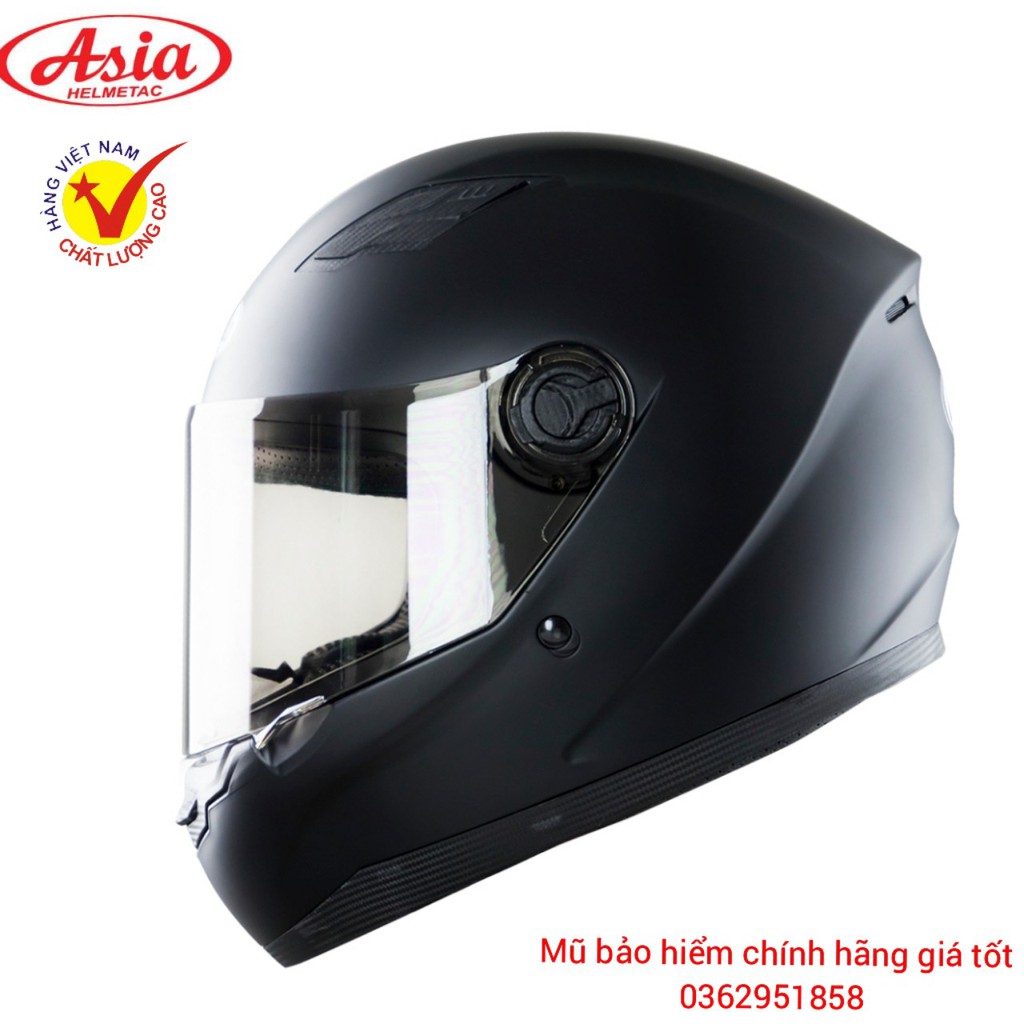 Mũ bảo hiểm fullface có cằm ASIA MT136 đen nhám chính hãng - Size XL vòng đầu 56 - 59cm