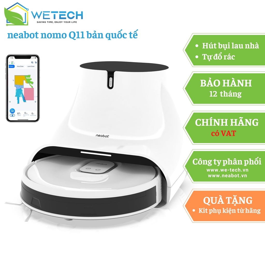 NEABOT NOMO Q11 LDS 6.0 BẢN QUỐC TẾ – Robot hút bụi lau nhà tự đổ rác cao cấp. Hàng chính hãng 2021