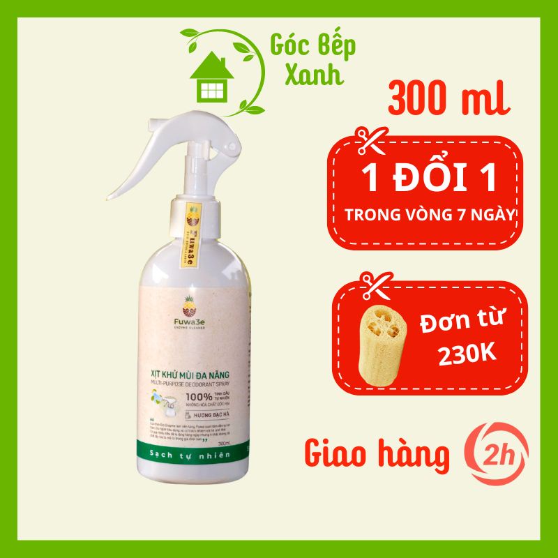 Xịt khử mùi đa năng Fuwa3e Enzym sinh học an toàn chai 300ml GOBEXA