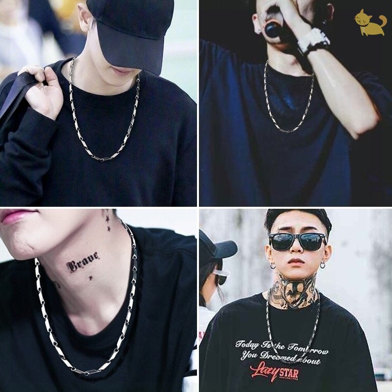 Dây Chuyền Thép Titan 3MM Mặt Hình Thoi Hạt Vuông Phong Cách Hip Hop Thời Trang