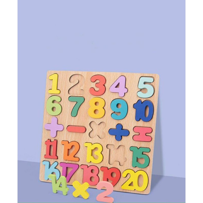 [SALE CUỐI NĂM] Bảng ghép học chữ số và chữ cái in nổi bằng gỗ cho bé (Cùng con)