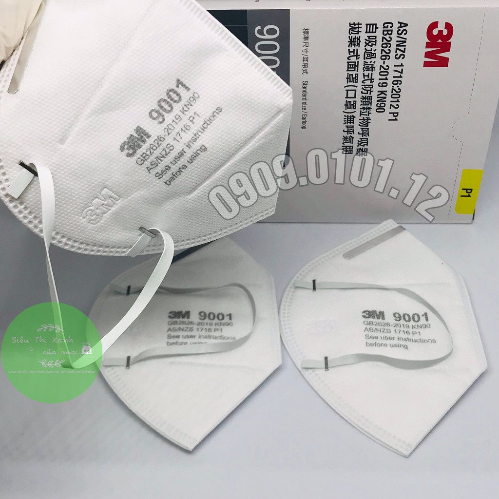 3m chính hãng 9001 cao cấp, khẩu trang n95 người lớn đạt chuẩn AS/NZS P1 set 10 cái