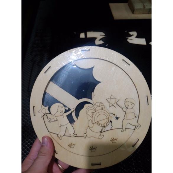 Đèn trung thu gỗ ❤Quà tặng cho bé❤ Tặng kèm 8 màu vẽ 💁‍♀️Bé thỏa sức tô vẽ sáng tạo rước đèn đêm rằm