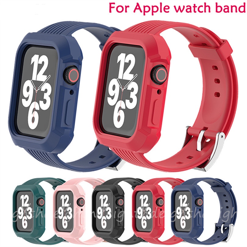 Dây đeo silicon thể thao cho đồng hồ iwatch series 7 6 se 5 4 3 2 1 kích thước 41mm 45mm 44mm 42mm 40mm 38mm