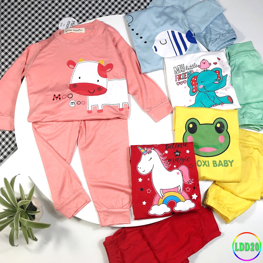 Bộ Dài Tay Cho Bé LDD20 Đồ Bộ Thun Lạnh Cao Cấp Mềm Mịn Thoáng Mát Hàng Chuẩn Loại 1 MINKY MOM Dễ Chịu, Thoải Mái Cho Bé
