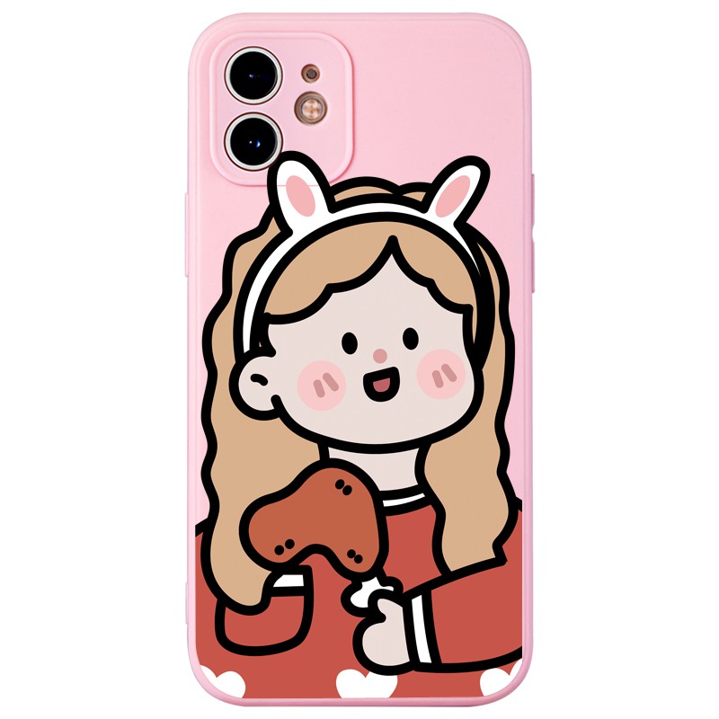 Ốp lưng JURSUE hoạt hình cặp đôi dễ thương đẹp cho iPhone 13 12 11 Pro Max SE 2020 X XR XS ip 8 7 6 6S Plus kute Y196