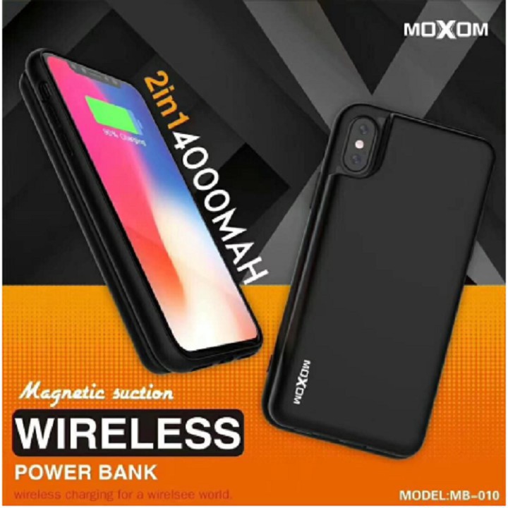 SẠC KHÔNG DÂY NAM CHÂM MOXOM MB-010-4000 MAh VÀ ỐP NAM CHÂM MOXOM CAO CẤP