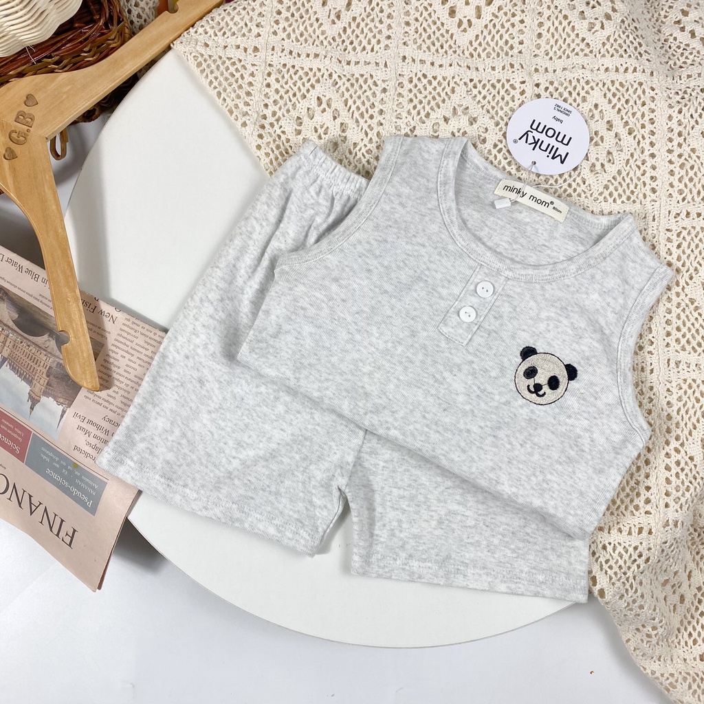 [SALE] Bộ Ba Lỗ Bé Gái, Bé Trai Minky Mom Vải Cotton Borip Trơn Thêu Ngực, Áo Thun 3 Lỗ Cho Bé Mặc Hè MKM3LO2206