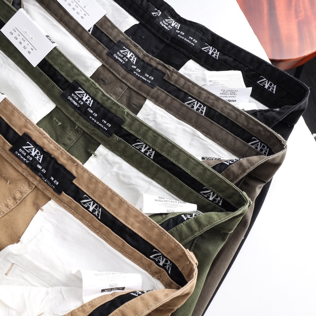 Quần kaki nam dài Zara 6 màu mẫu mới tag đen form slim fit | LA STORE MENSWEAR
