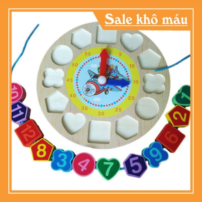 Hàng Chất Lượng Đồ Chơi Gỗ S-Kids, Đồng hồ xâu vòng hình khối