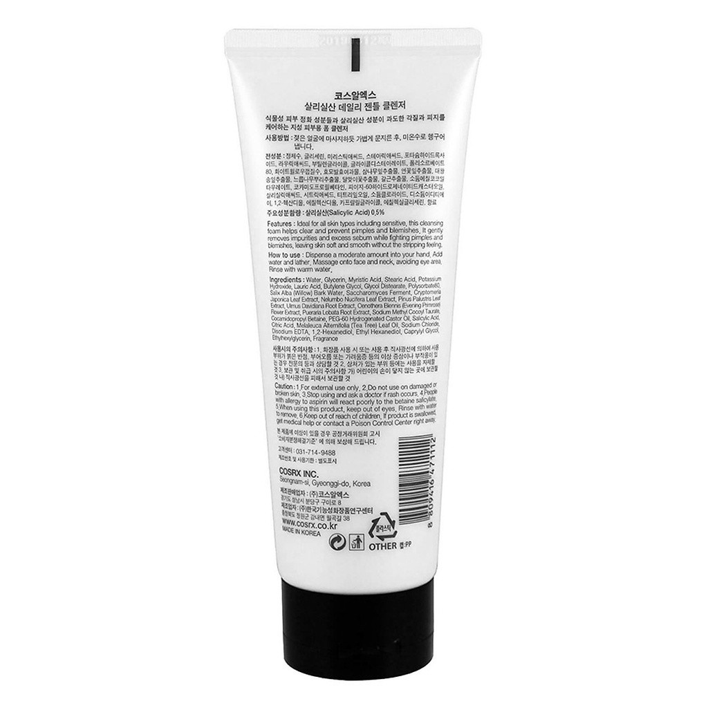 Sữa Rửa Mặt Giảm Mụn Cosrx Salicylic Acid Daily Gentle Cleanser 150ml