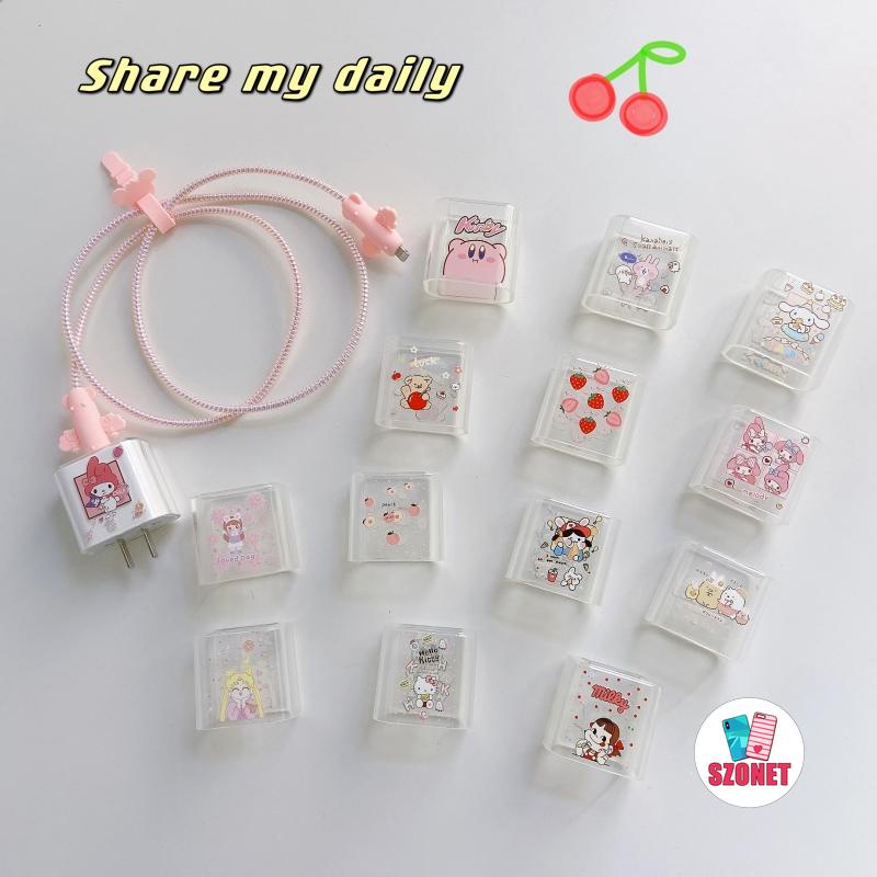 Vỏ bảo vệ dây cáp sạc nhanh USB Sanrio hình trái cây dễ thương cho IPHONE 18W 20W