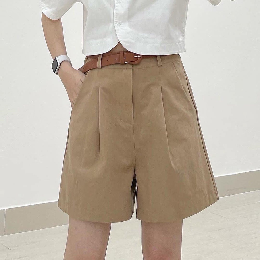 Quần Short Nữ Kèm Belt JEM CLOSET Ống Rộng Chất Kaki Dày Dặn Đứng Form BELO 2930