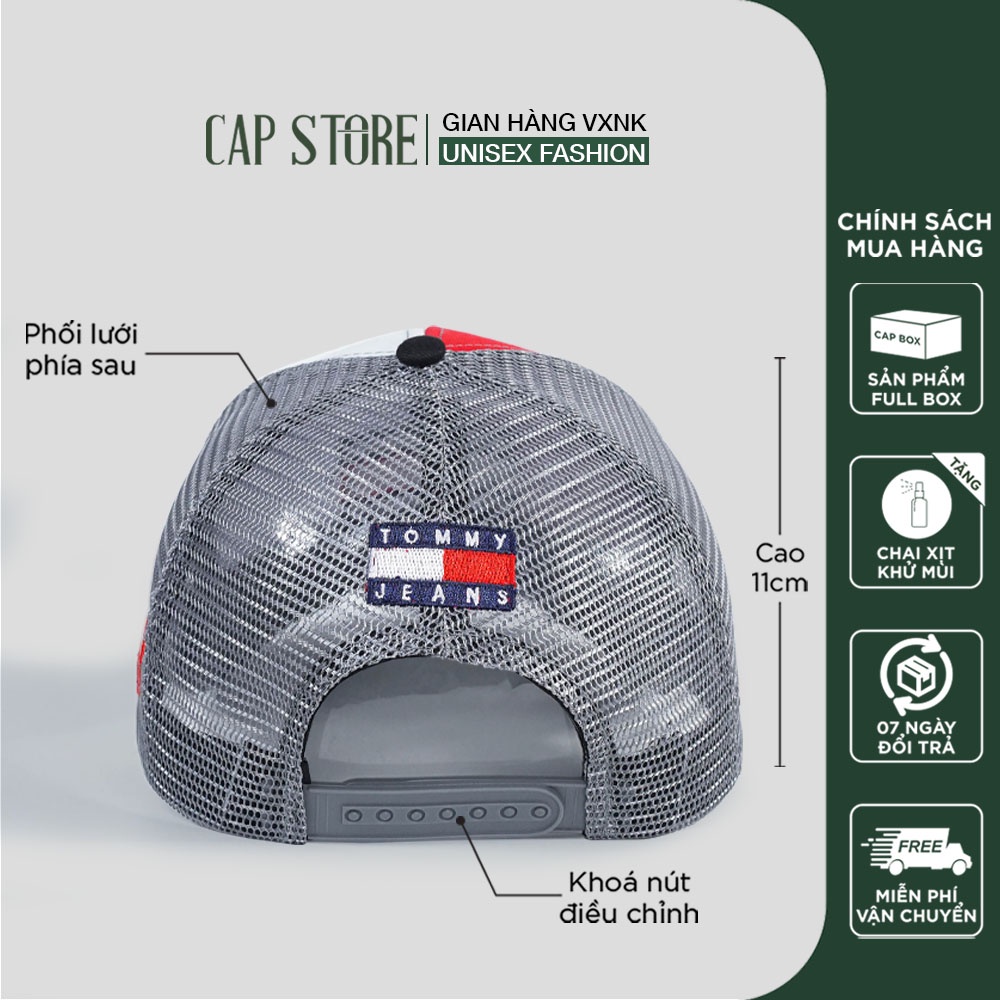Nón kết lưới tommy - Mũ lưỡi trai thời trang unisex phom dáng thể thao full box Capstore kèm chai xịt vệ sinh mũ nón