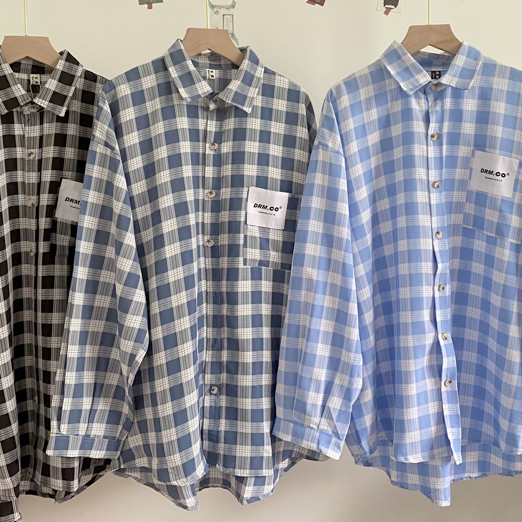 Áo sơ mi kẻ caro dài tay Hàn Quốc oversize siêu đẹp - Xưởng May Hạnh Hồng | BigBuy360 - bigbuy360.vn