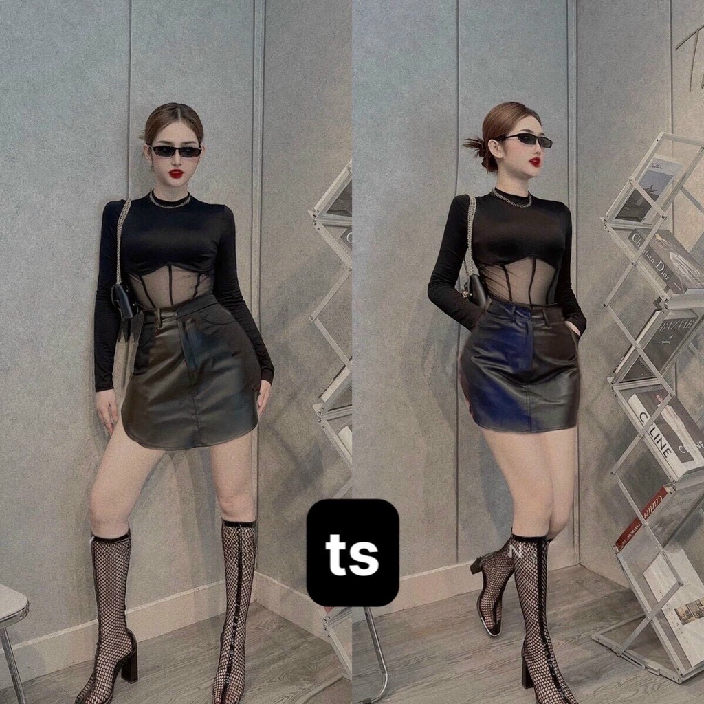 Set Bộ Áo Dài Tay Chân Váy Da Đẹp Cho Cô Nàng Cá Tính Thời Trang Phong Cách Quyến Rũ Nhưng Vẫn Đủ Kín Đáo