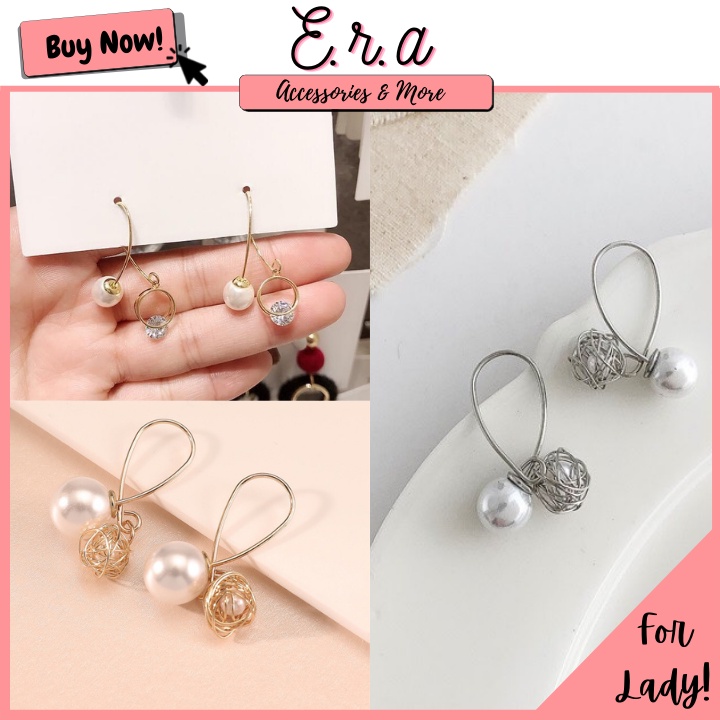 Bông Tai Nữ Hợp Kim ERASHOP 074219 - Ngoặc Châu Đá Tiểu Thư, Sang Trọng, Phù Hợp Đi Tiệc, Đi Chơi, Rẻ Đẹp