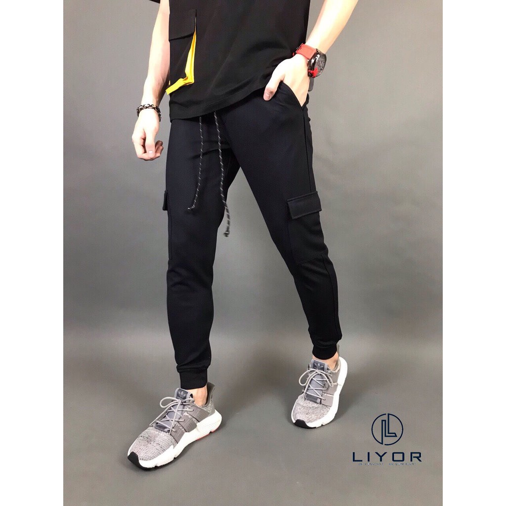 Quần thun dài thể thao thiết kế túi hộp - Liyor - QDTT002
