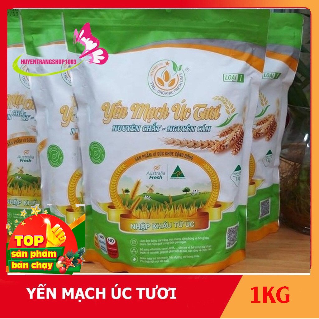 1kg yến mạch úc tươi giảm cân nguyên chất có thực đơn gửi kèm, date mới