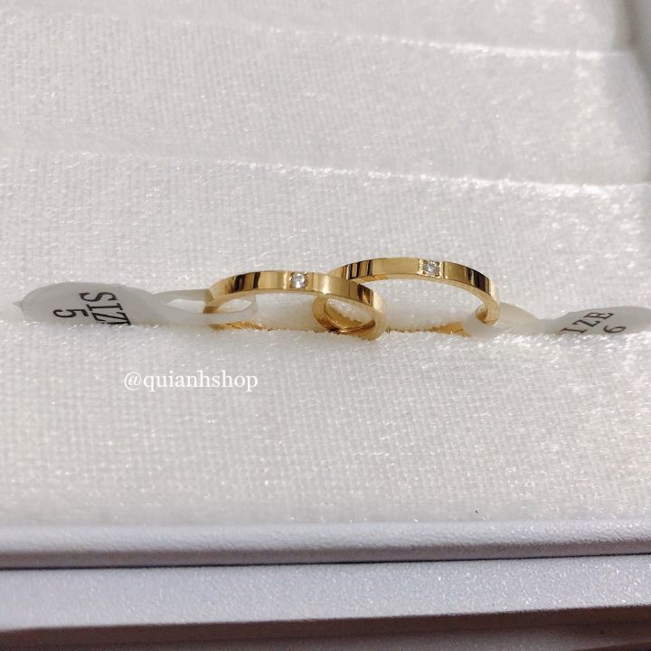 Nhẫn Titan - Nhẫn Titan Đính 1 Đá Chìm Màu Vàng