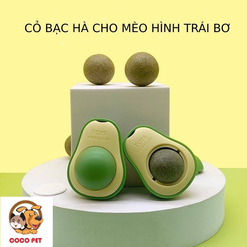 Cỏ Bạc Hà Cho Mèo, Catnip Hình TRÁI BƠ Xoay Ngộ Nghĩnh Gắn Tường Giúp Mèo Thư Giãn Tiêu Búi Lông