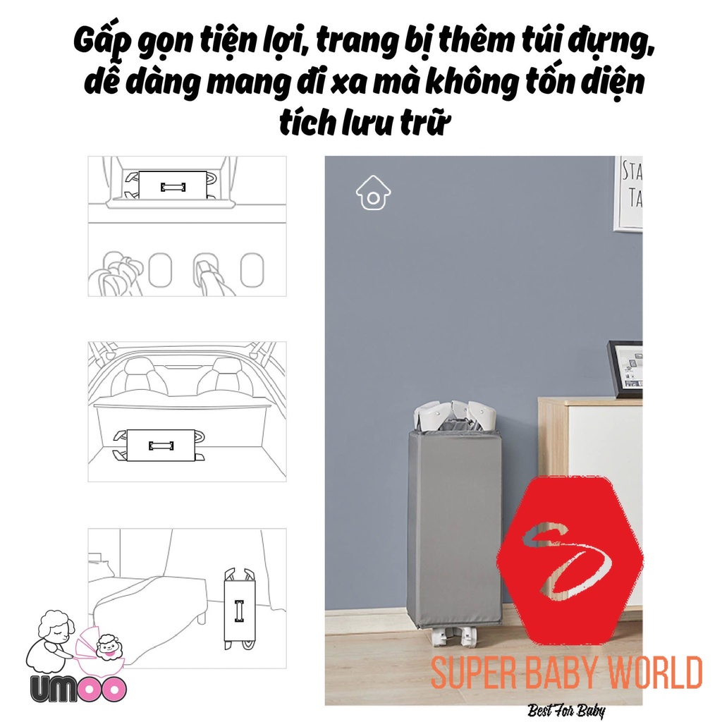 Nôi Vải Cho Bé Đa Năng Umoo, Full Tính Năng Gấp Gọn Dùng Cho Bé Từ Sơ Sinh UM-08108