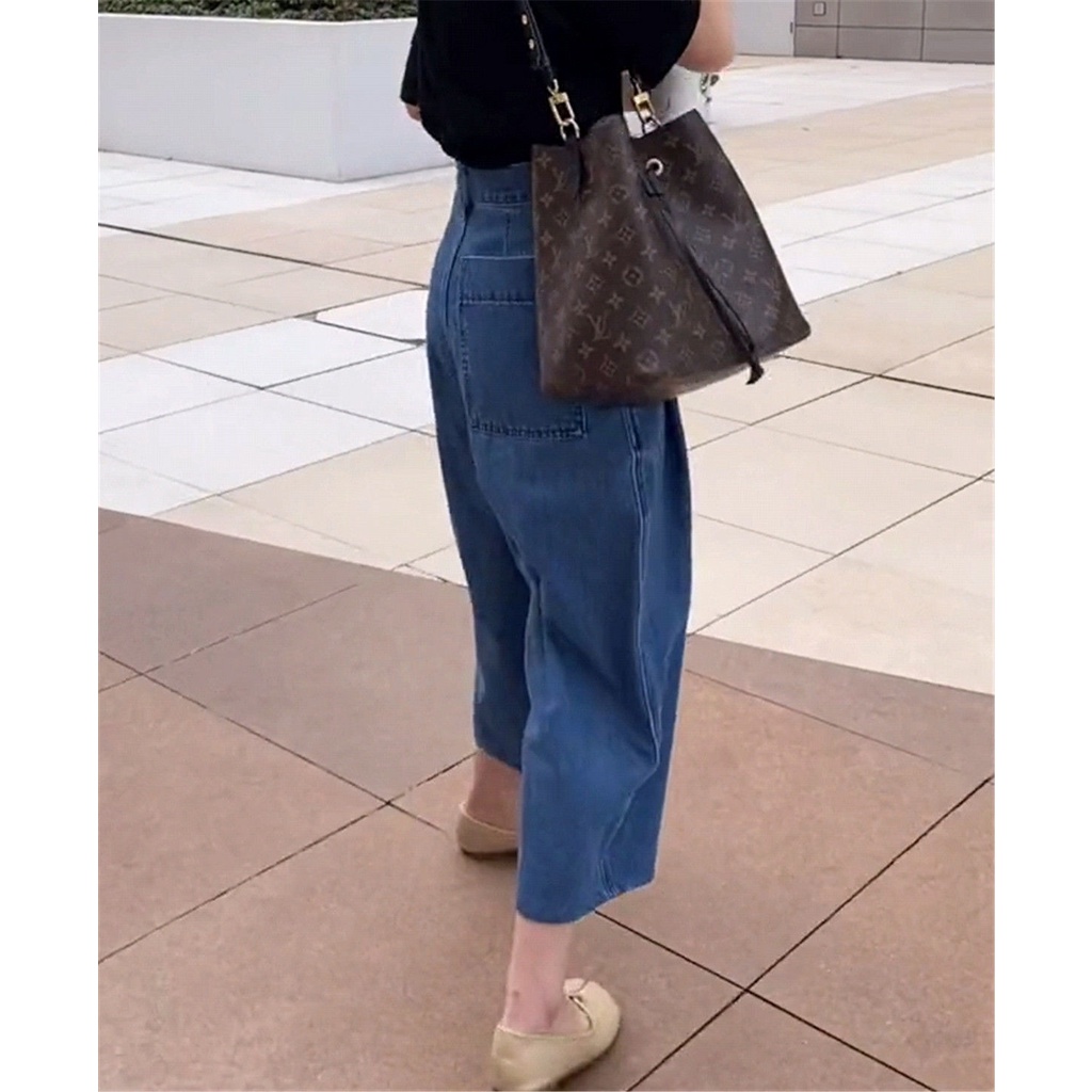Quần Jean Lưng Cao Ống Rộng Phong Cách Hàn Quốc Thời Trang Cho Nữ
