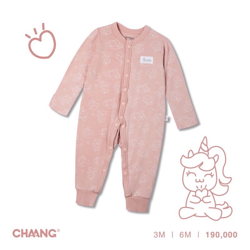 [Xả hàng] Body sơ sinh dài cúc giữa CHAANG Dino