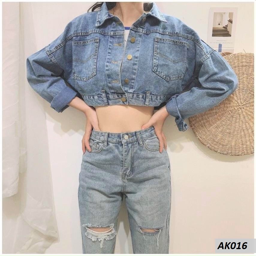 Áo khác jeans lững form rộng AK054