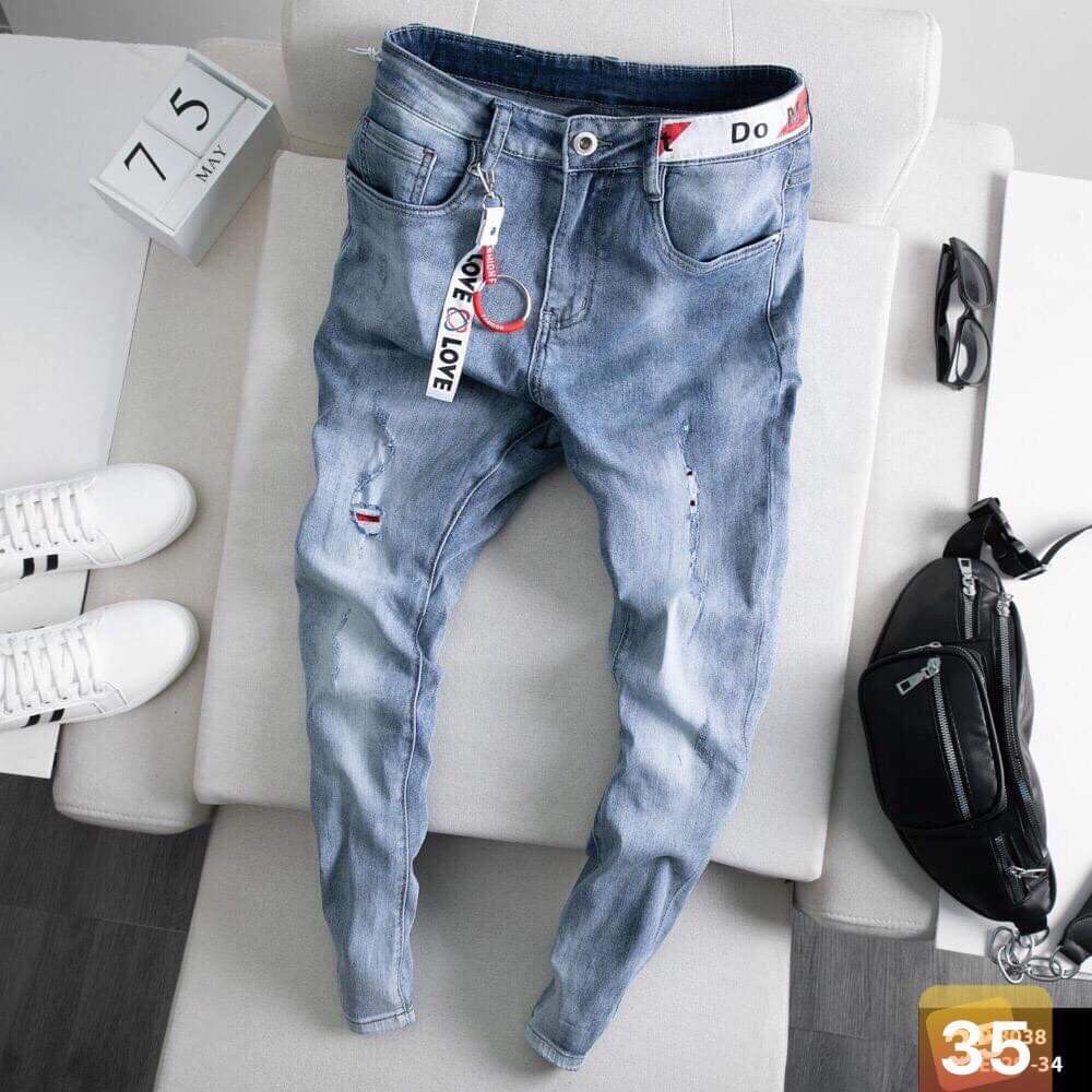Quần Jean Nam Chất Bò DR 35 RT Phối Rách Cá Tính Trẻ Trung ( Siêu Rẻ)