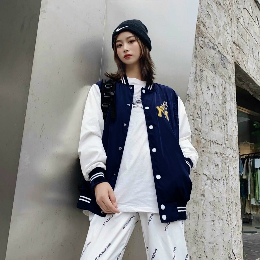 [Ảnh + Video thật] Áo khoác bomber thiết kế Unisex style bóng chày