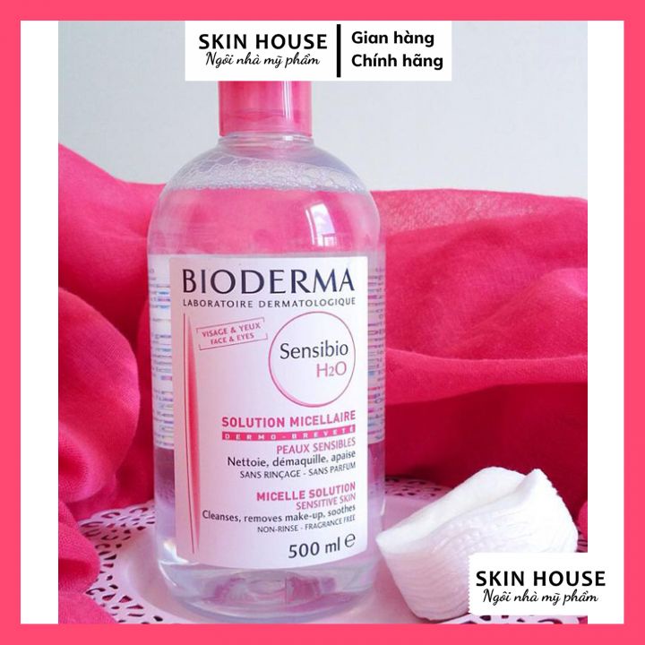 (Mẫu Mới) Nước Tẩy trang BIODERMA 500ml nội địa Pháp (Nắp hồng)