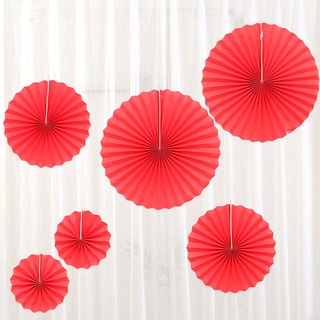 6 quạt giấy đỏ trang trí chúc mừng năm mới