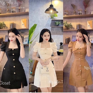 BIGSIZE Đầm tay phồng xẻ tà 55-100kg