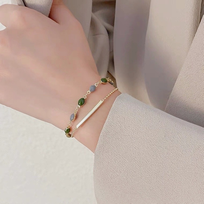 Bộ 2 Vòng Tay Hợp Kim Mạ Vàng Phong Cách Hàn Quốc Cho Nữ